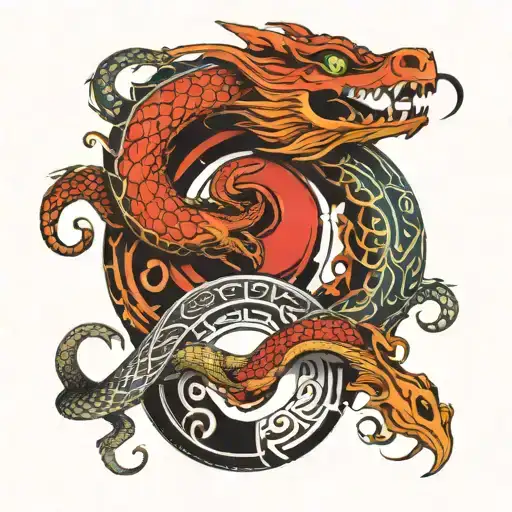 Yin And Yang Dragon And Snake