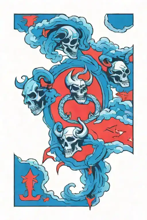 Skulls Clouds With Capricorn Zodiac Signs Intertwined