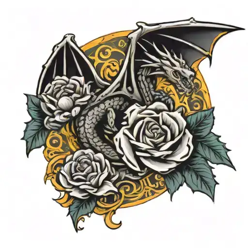 Trivium Logo With Dragon And Flowers