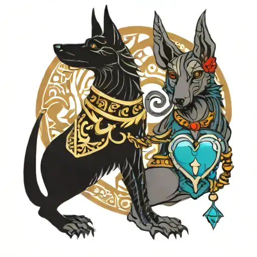 Rick And Anubis With Heart And Crow