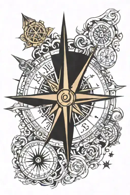 Compass Surrounded By Various