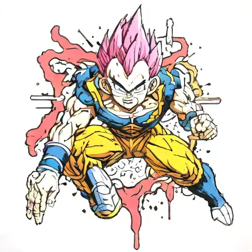 Majin Vegeta Dragon Ball Colored Dripping Blood