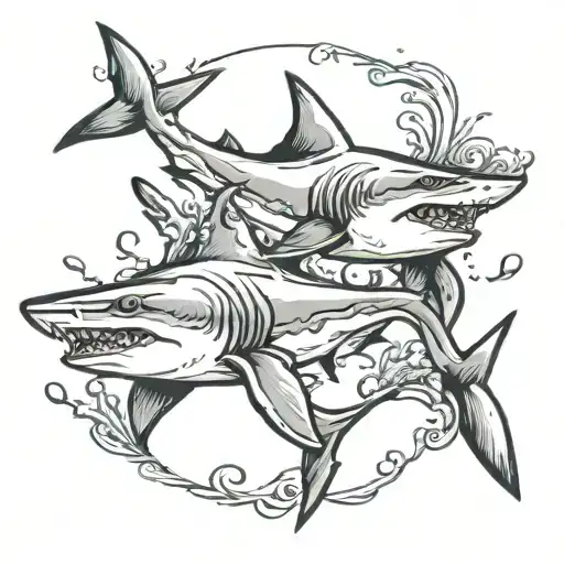 Shark Swimming Together