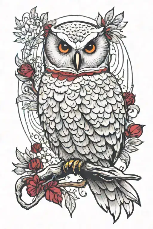 Snowy Owl Perched Upon A Ruby