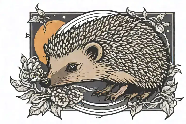 A Hedgehog Taking With The Full Moon