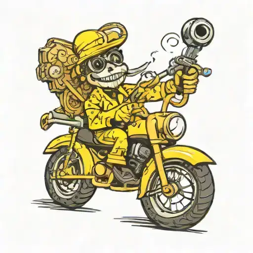 Mr Peanut Cartoon Character Riding A Motorcycle