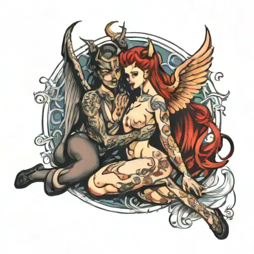 Sexy Devil And Angel In Pantyhose