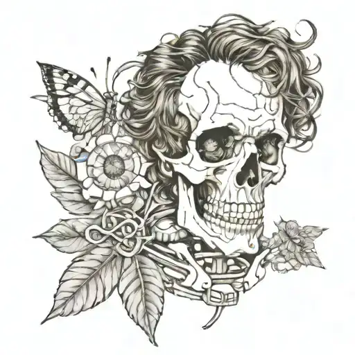 Jeff Buckley Skull Drawing From His Tour Posters Mixed With Magnifying Glass And To Scale Ladybirds