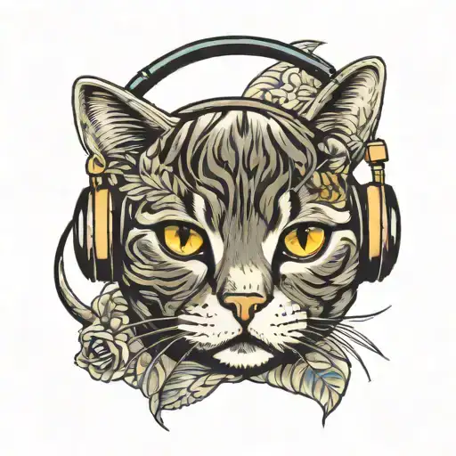 Scottish Fold Cat Wearing Headphones