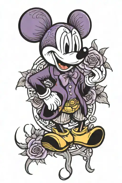 Micky Mouse And Purple Rose