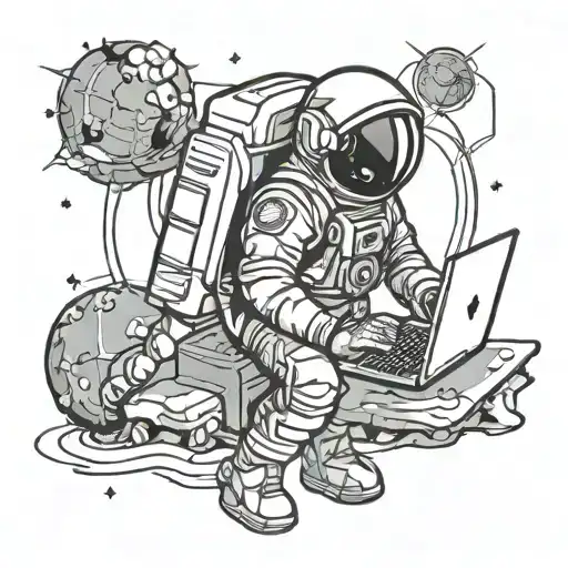 Astronaut Holding A Laptop