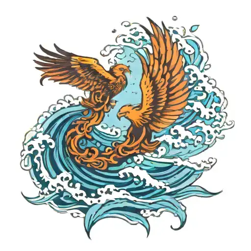 Ocean Waves Washing Away Footprints Of A Phoenix Walking Down The Beach