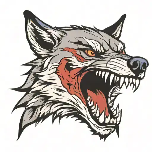 Wolf Head With Teeth