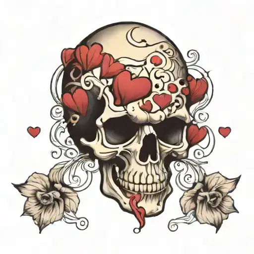Skull With Hearts