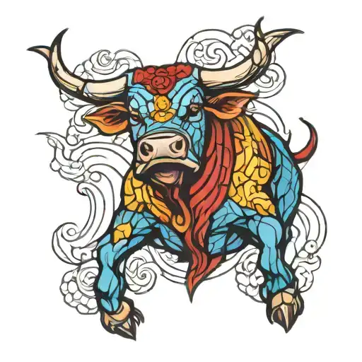 Stained Glass Jumping Bull