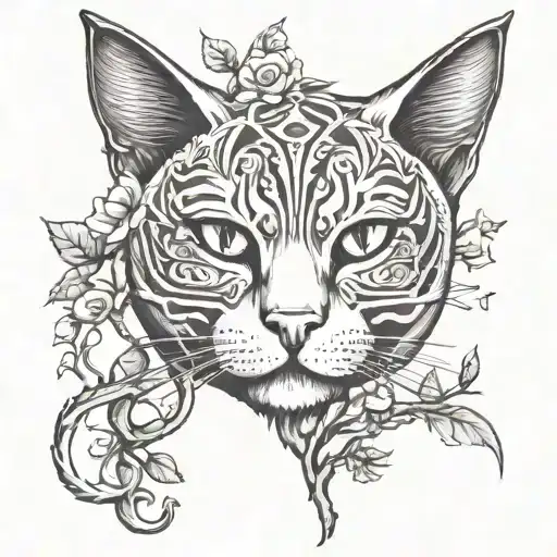 A Cat Face Lifee Tree And A Oroboros