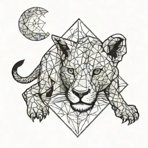 Half Realistic Lion Half Geometric Kangaroo