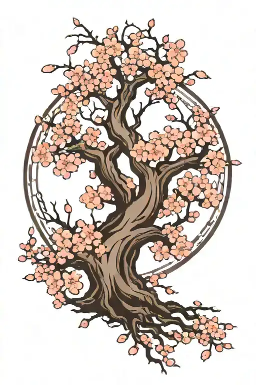 Cherry Blossom Tree In A Circle