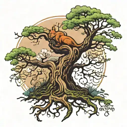 Yggdrasil With Ratatoskr Climbing Up