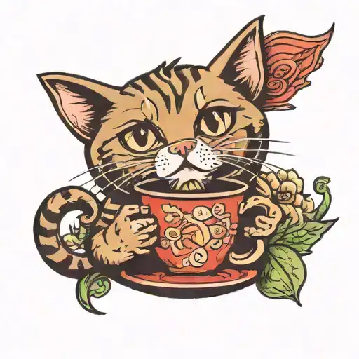 Cat Holding A Coffee Mug