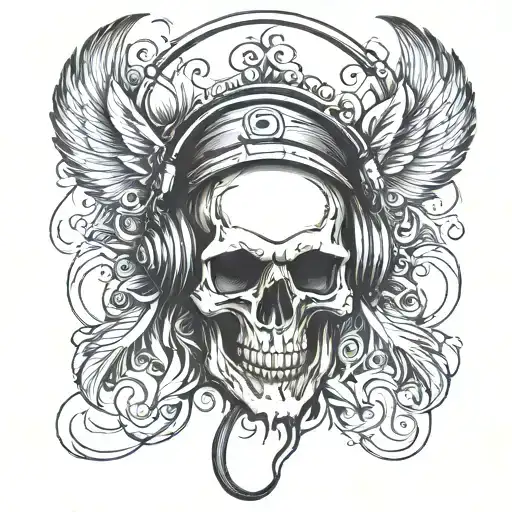Skull Wearing Headphones