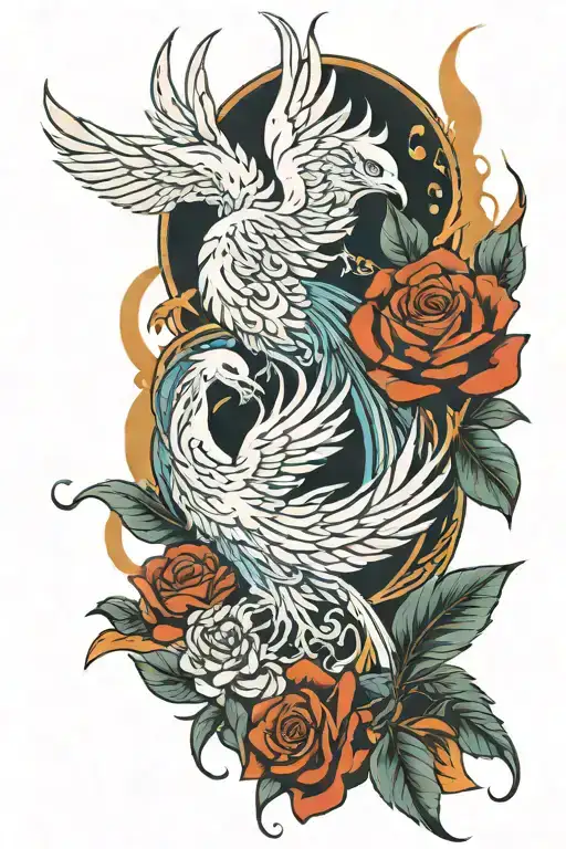 Phoenix And Rose Intertwined
