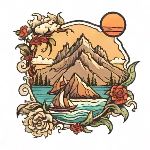 Mountains And Beach Scene