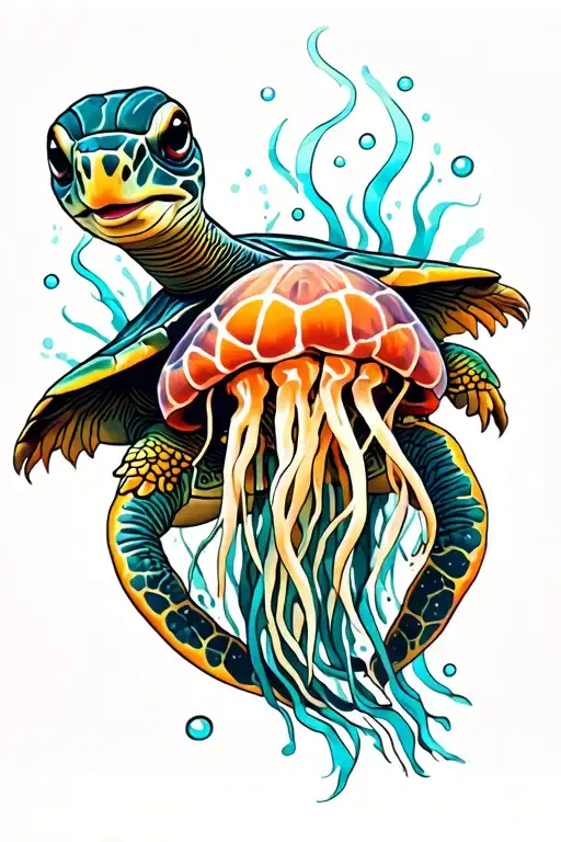 Turtle Eating A Jellyfish
