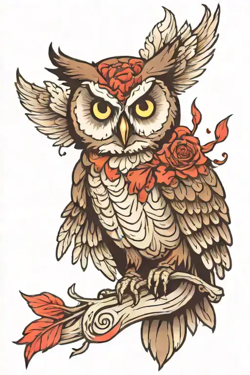 Owl Holding Bleeding Feather