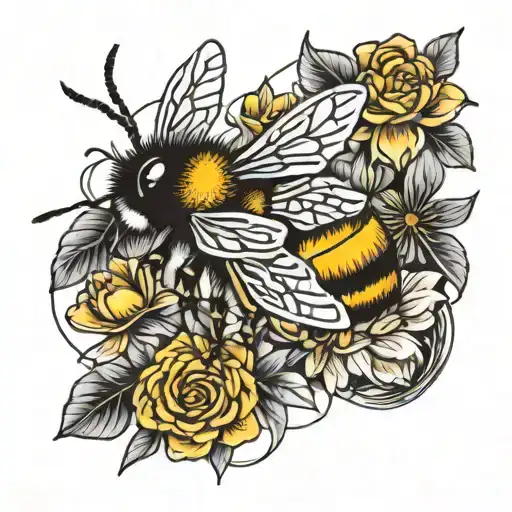 Simple Easy Bee Black And White Lines