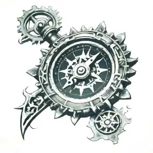 Time Piece Featuring Gears And Compass