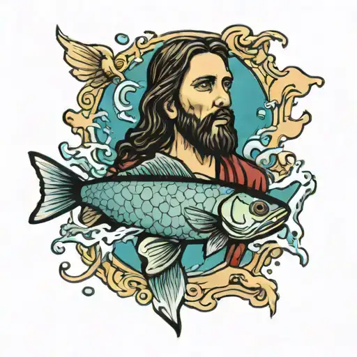 Jesus Saves Fish Swimming