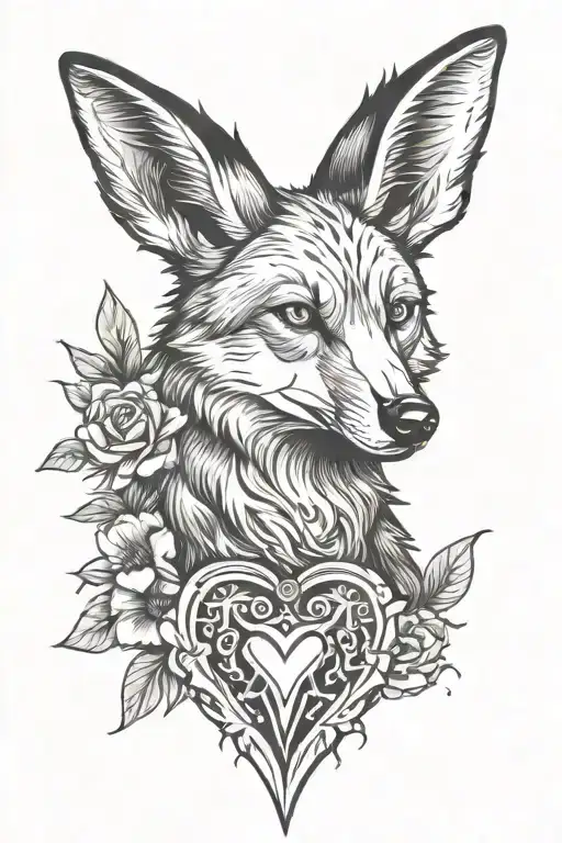 Maned Wolf Inside A Brazilian Themed Heart Shape
