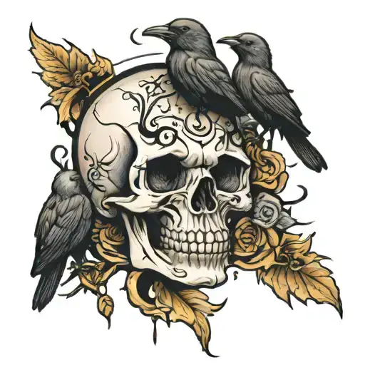 Skull And Crows