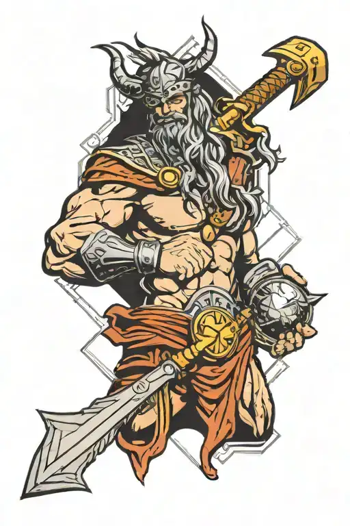 Roman Thor Blacksmith Sea Geometric Palm Tree