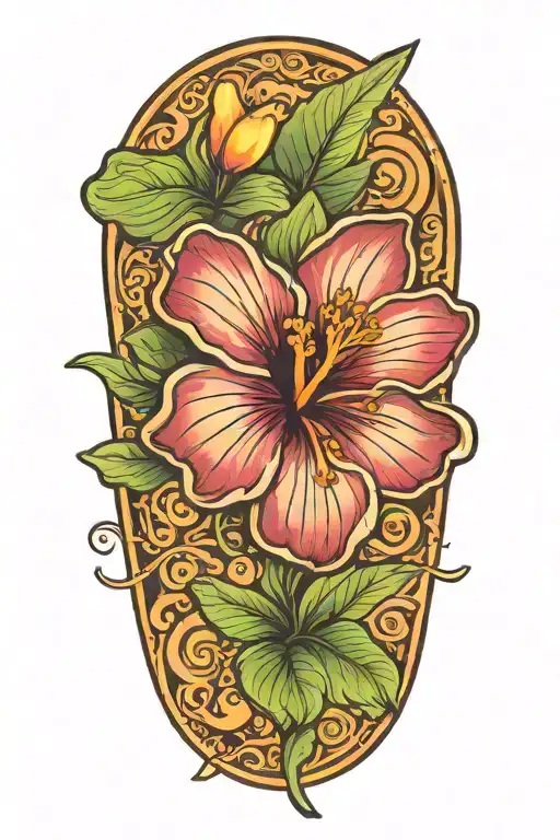 A Tattoo Of A Hawaiian Hibiscus Flower With Mickey Mouse Ears Incorporated Into The Design