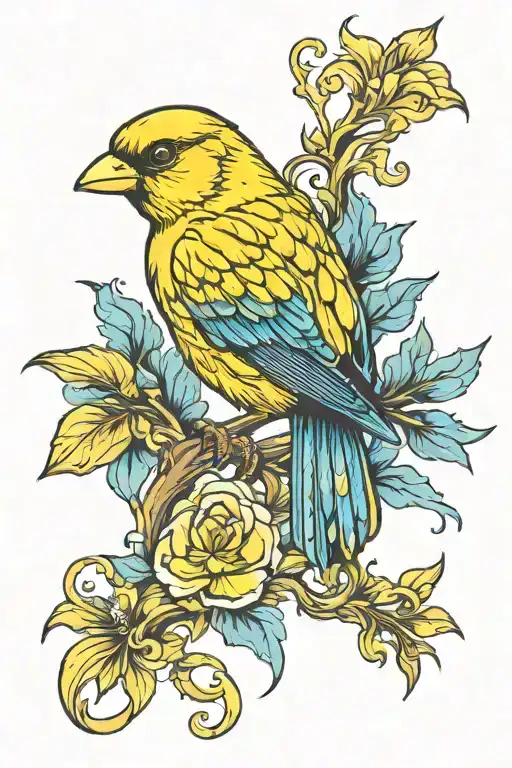 Yellow Canary With Blue Fire