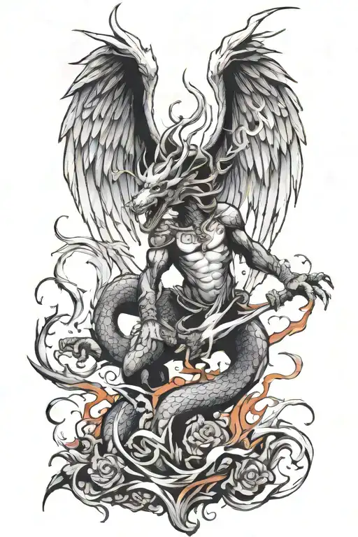 Angel Fighting Dragon