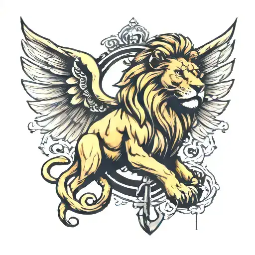 Lion With Wings And Anchor