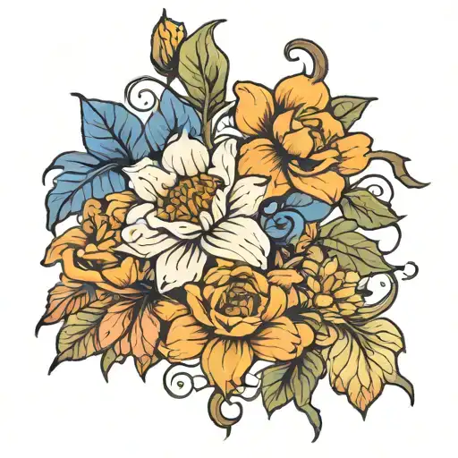 October And January Birth Flower Intertwined