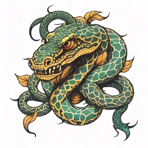 Snake With Floural Tribal No Scales