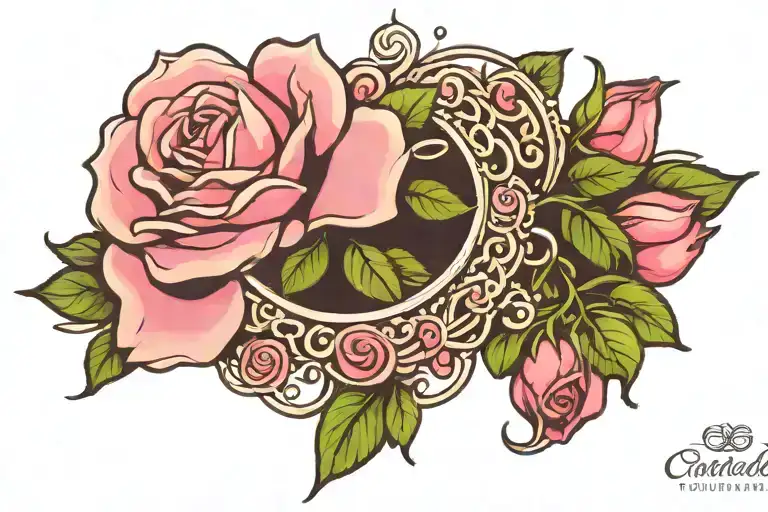 Dainty Pink Rose Bracelet Tattoo Design
