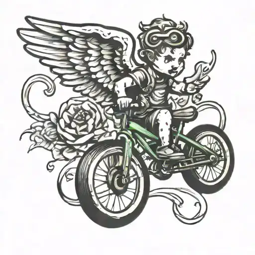 Cherub Riding A Bmx Bike