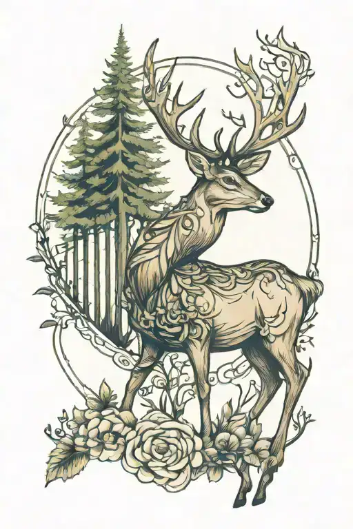 Deer With Forest