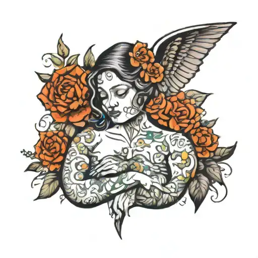 Voluptuous Woman Made Of Flowers With Bible Scriptures Surrounding Her