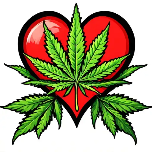 Weed Leaf And Heart Made