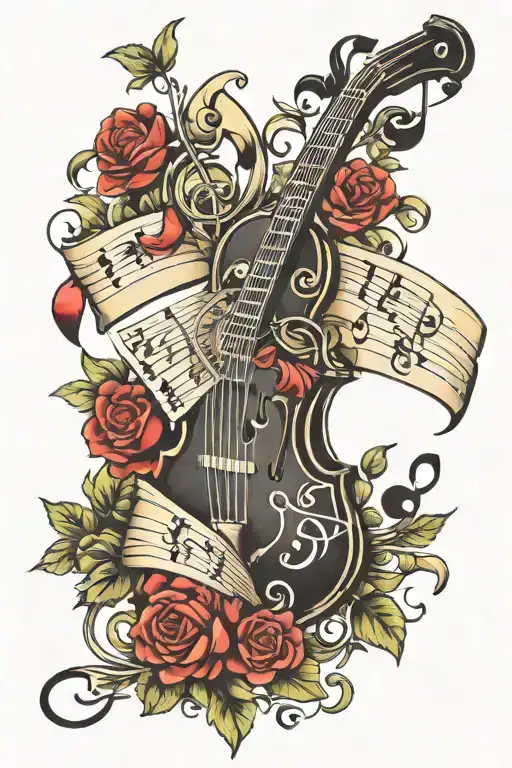 Music Notes And Cards Being Shuffled