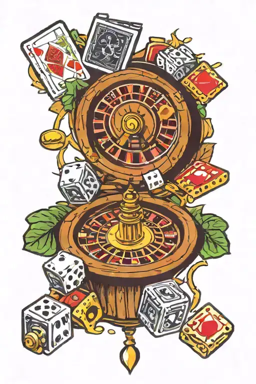 Gambling Dice Cards Roulette Wheel Whisky