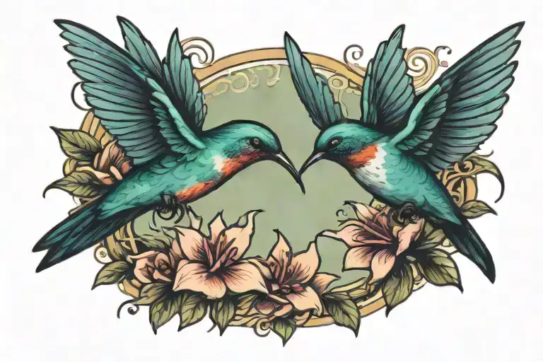 Two Humming Bird Flying