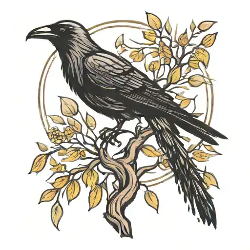 Willow Tree And A Raven